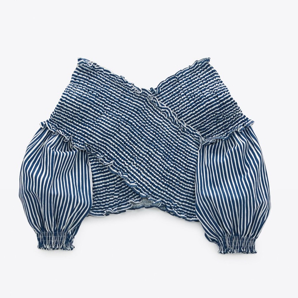 Zara Smocked Crop Top - Picture 2 of 4